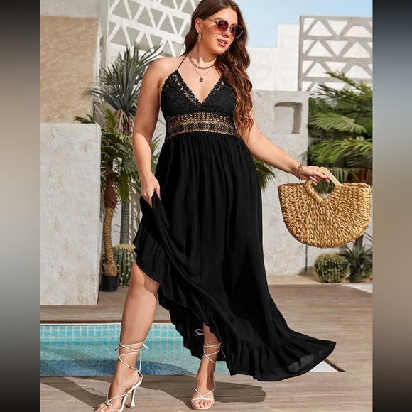 Halter strap backless summer dress. Very flowy and beautiful. Cotton. - Picture 1 of 3